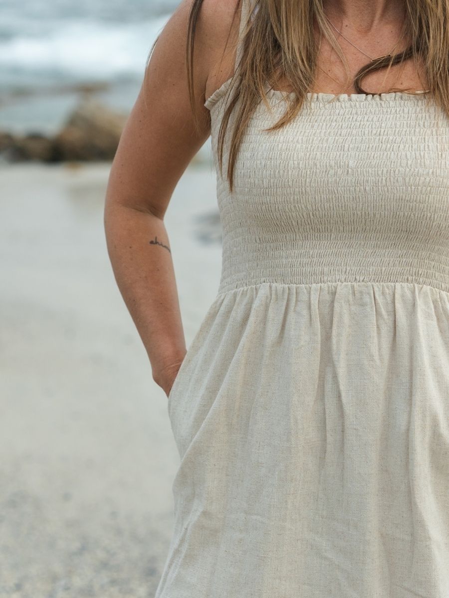 Amelia Smock Dress - Linen - Natural