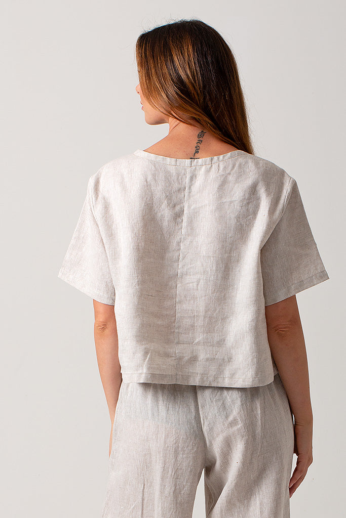 Ava Tee Top Linen - Natural