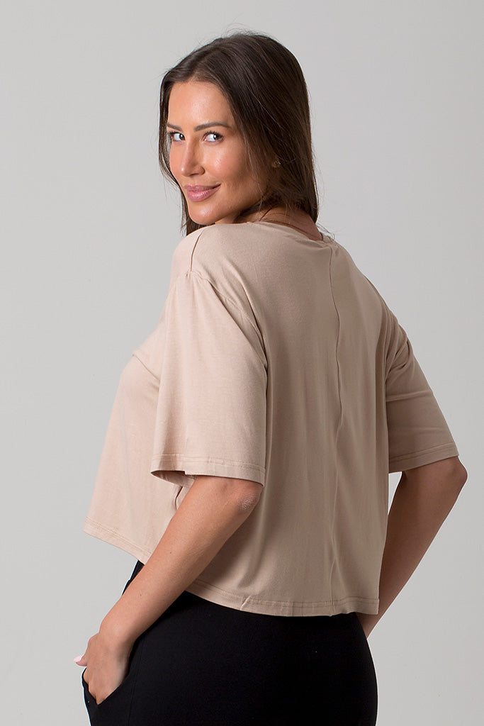 Ava Tee Top Viscose - Stone