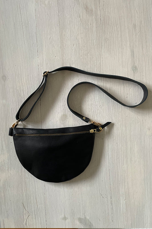 The Half Moon Leather Bag in Black