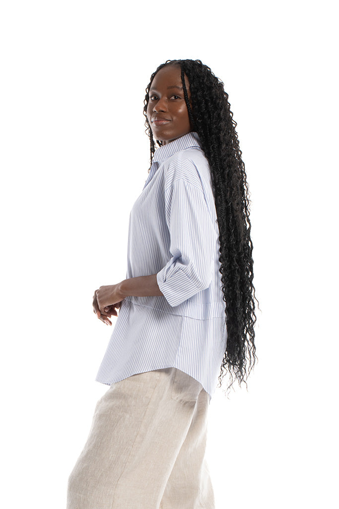 Monroe Shirt - Blue & White Stripe