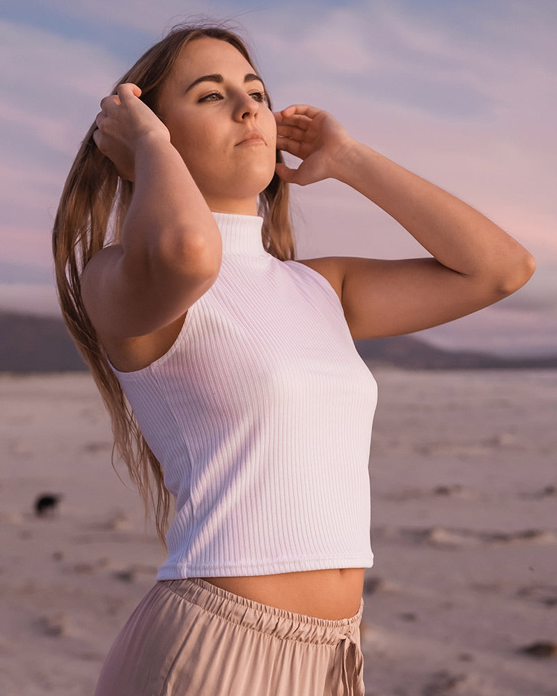 Ribbed Polo Top - Sleeveless