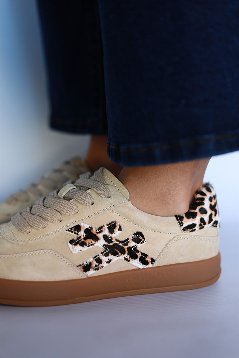 Lumi Sneaker - Taupe & Leopard