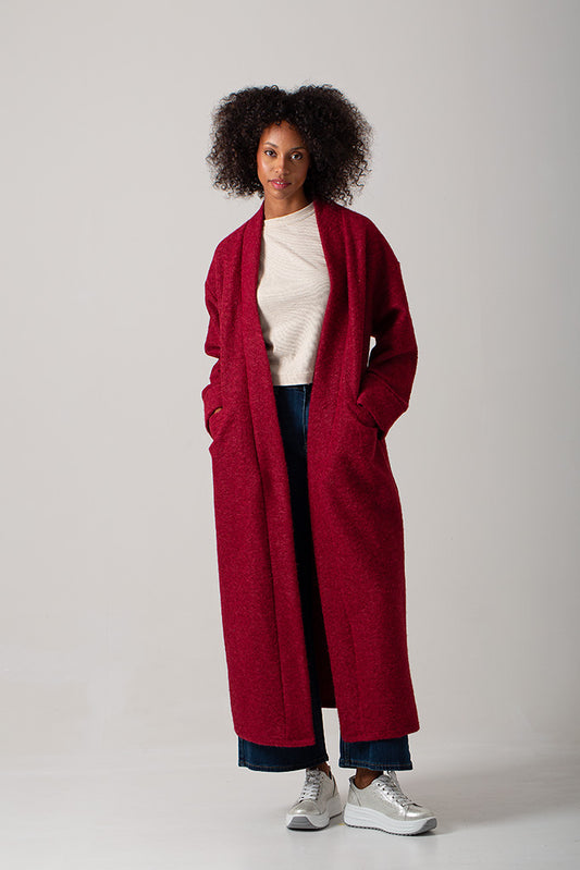Alessia Italian Oversized Coat - Berry