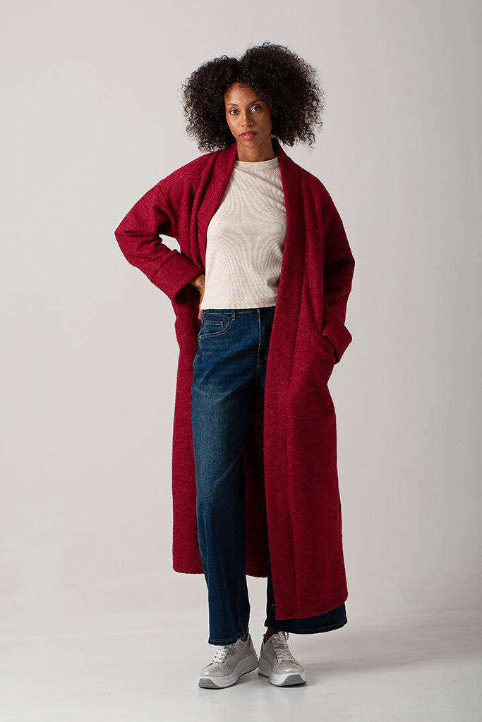 Alessia Italian Oversized Coat - Berry