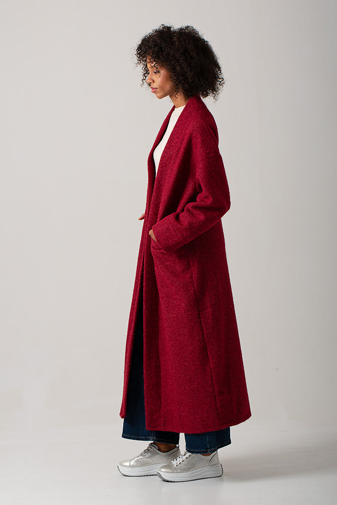 Alessia Italian Oversized Coat - Berry