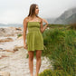 Amelia Smock Dress - Linen blend - Lime Green