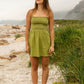Amelia Smock Dress - Linen blend - Lime Green