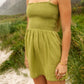 Amelia Smock Dress - Linen blend - Lime Green