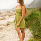 Amelia Smock Dress - Linen blend - Lime Green
