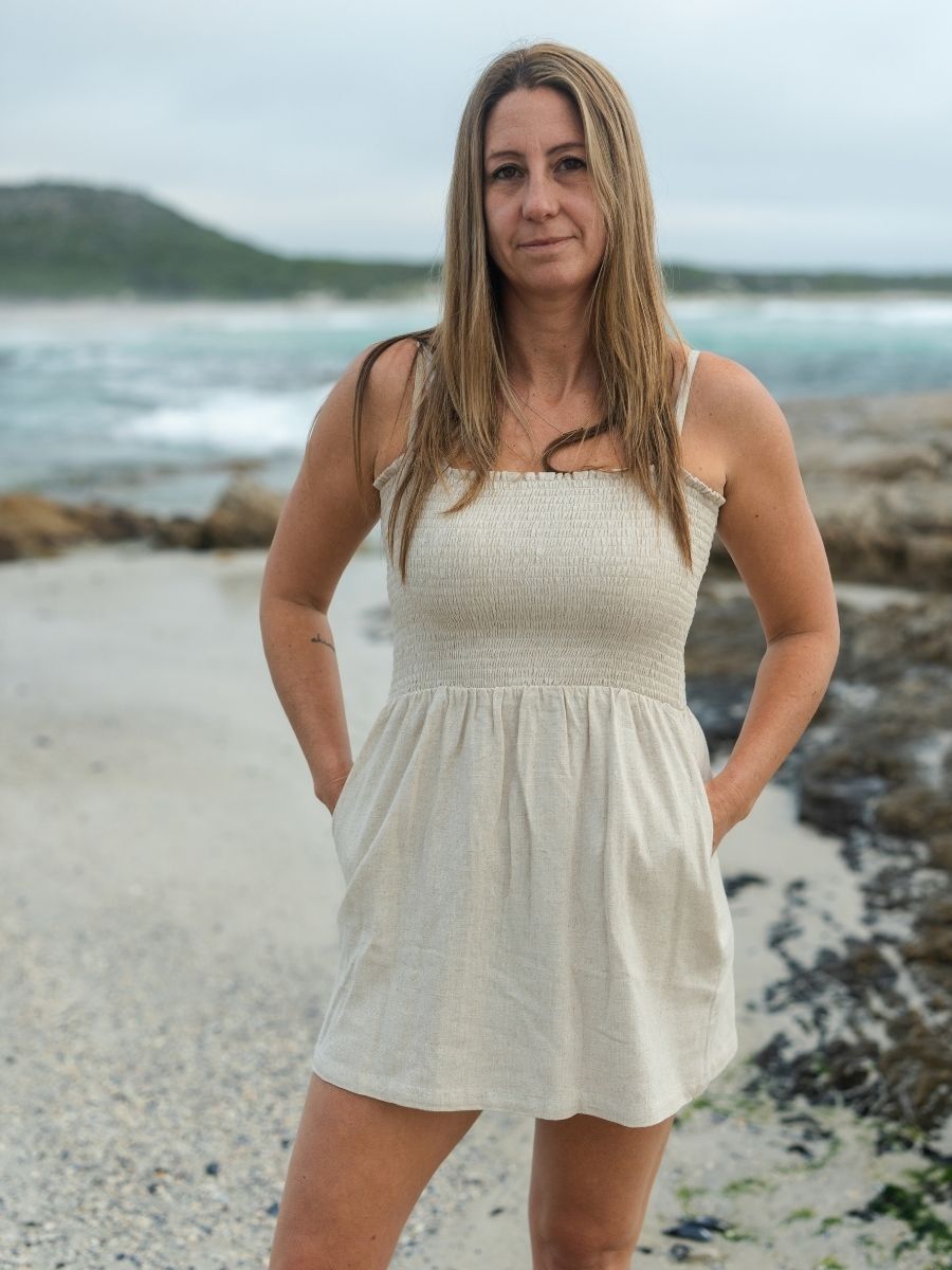 Amelia Smock Dress - Linen - Natural