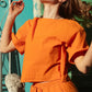 Ava Tee Top Washer Cotton - Orange