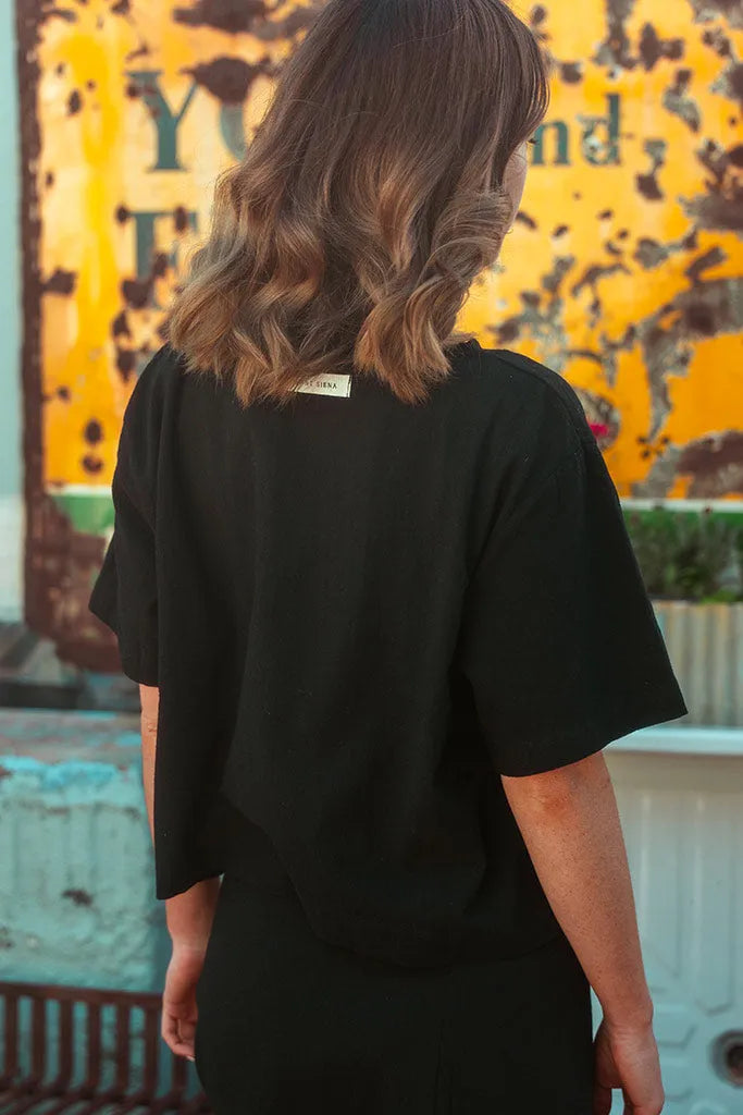 Ava Tee Top Washer Cotton - Black