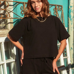 Ava Tee Top Washer Cotton - Black