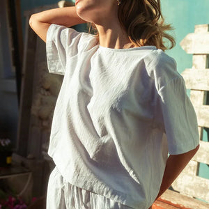 Ava Tee Top Washer Cotton - Cream