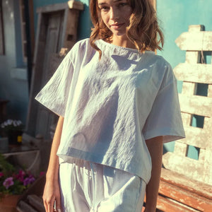 Ava Tee Top Washer Cotton - Cream