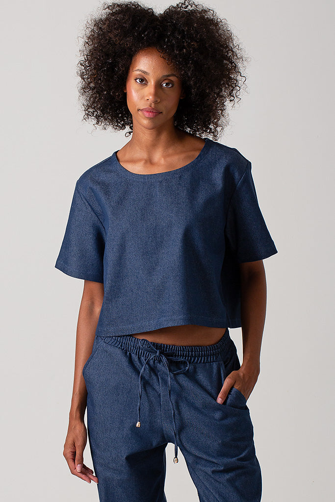 Ava Tee Top - Denim
