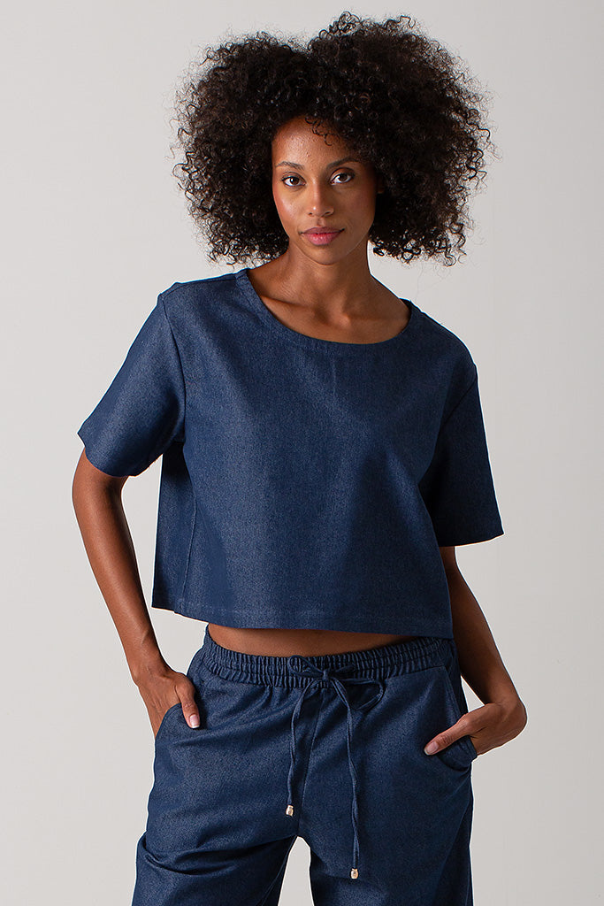 Ava Tee Top - Denim