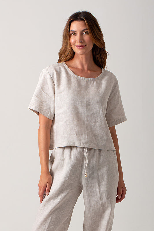 Ava Tee Top Linen - Natural