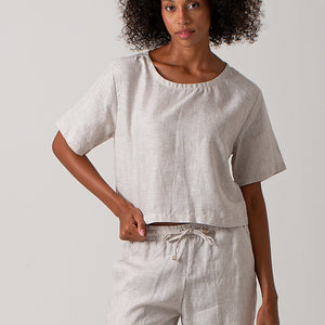 Ava Tee Top Linen - Striped
