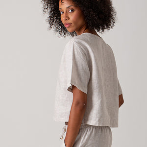 Ava Tee Top Linen - Striped