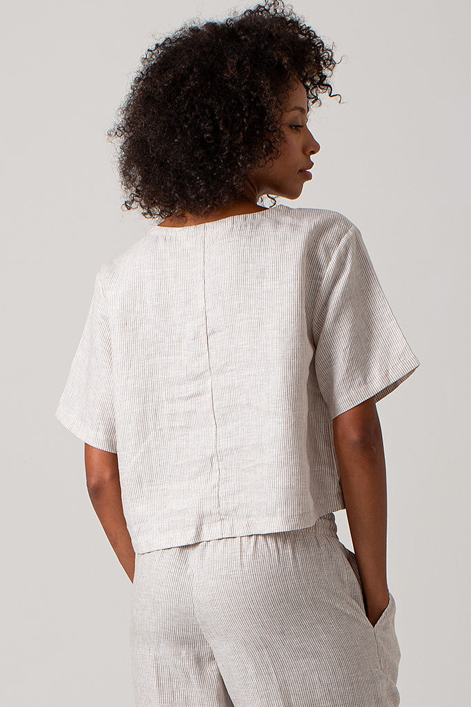 Ava Tee Top Linen - Striped
