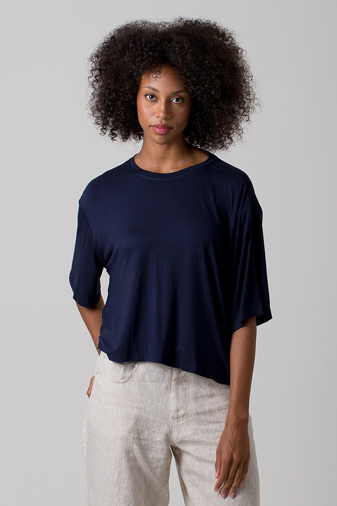 Ava Tee Top Viscose - Navy