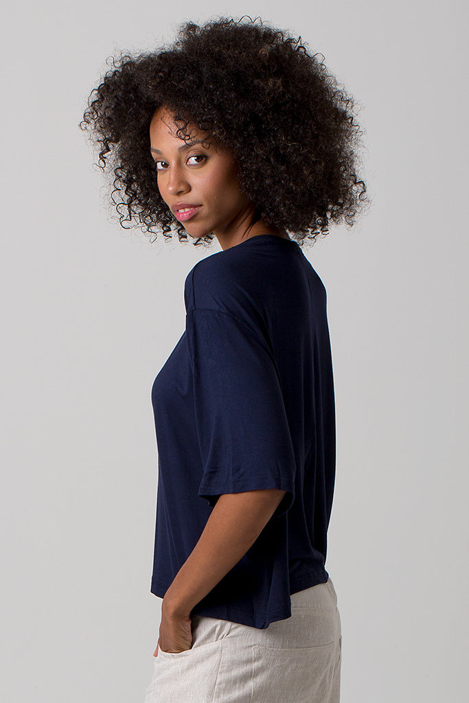 Ava Tee Top Viscose - Navy