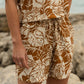 Brady Shorts Rayon Print - Rust Leaf
