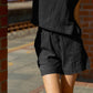 Brady Drawstring Shorts Muslin - Black