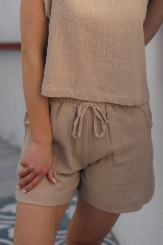 Brady Drawstring Shorts Muslin - Stone