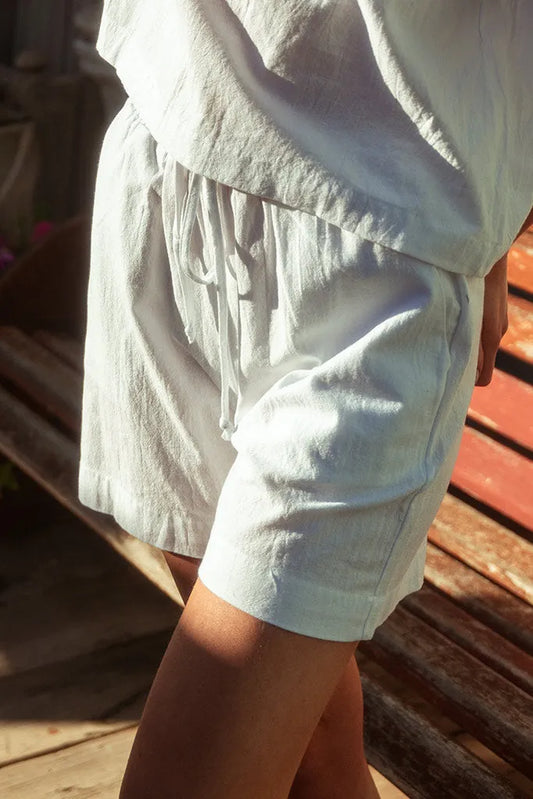 Brady Drawstring Shorts Washer Cotton - Cream