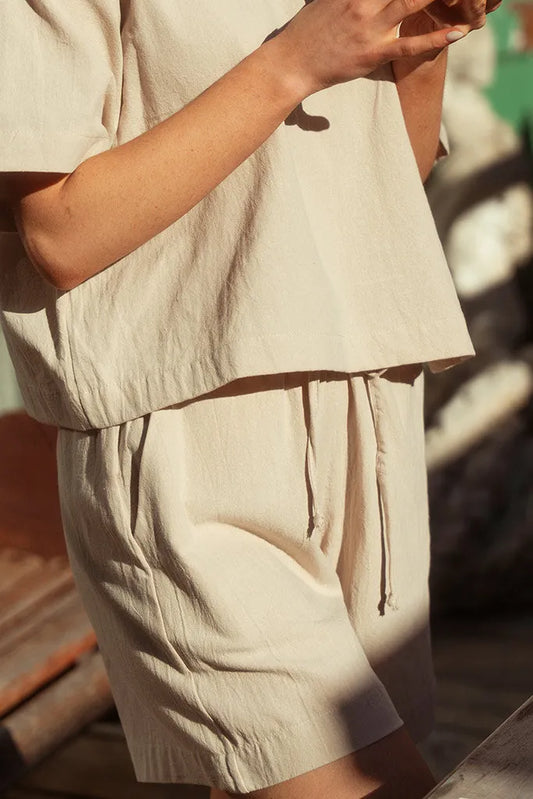 Brady Drawstring Shorts Washer Cotton - Stone