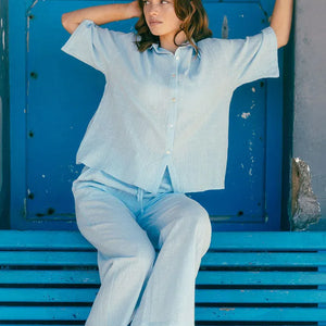 Casey Drawstring Pants Muslin - Baby Blue