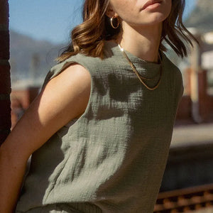 Freda Crop Top Muslin - Fatigue