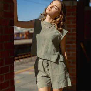 Freda Crop Top Muslin - Fatigue