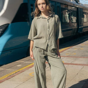 Casey Drawstring Pants Muslin - Fatigue