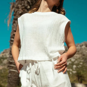 Freda Crop Top Muslin - Cream