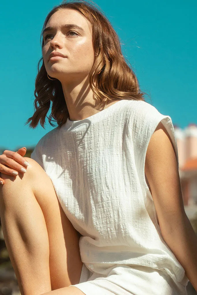 Freda Crop Top Muslin - Cream