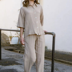 Casey Drawstring Pants Muslin - Stone