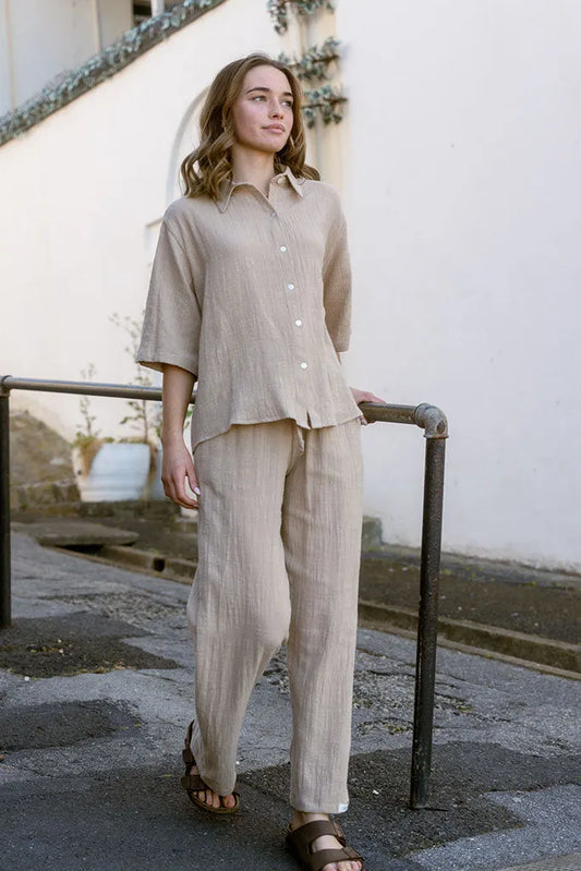 Casey Drawstring Pants Muslin - Stone