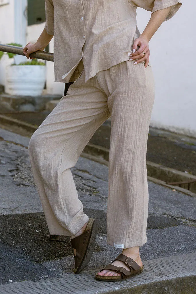 Casey Drawstring Pants Muslin - Stone