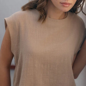 Freda Crop Top Muslin - Stone