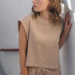 Freda Crop Top Muslin - Stone