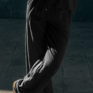 Casey Drawstring Pants - Black Muslin
