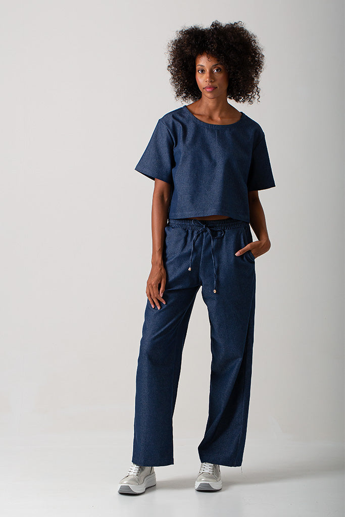 Casey Drawstring Pants - Denim