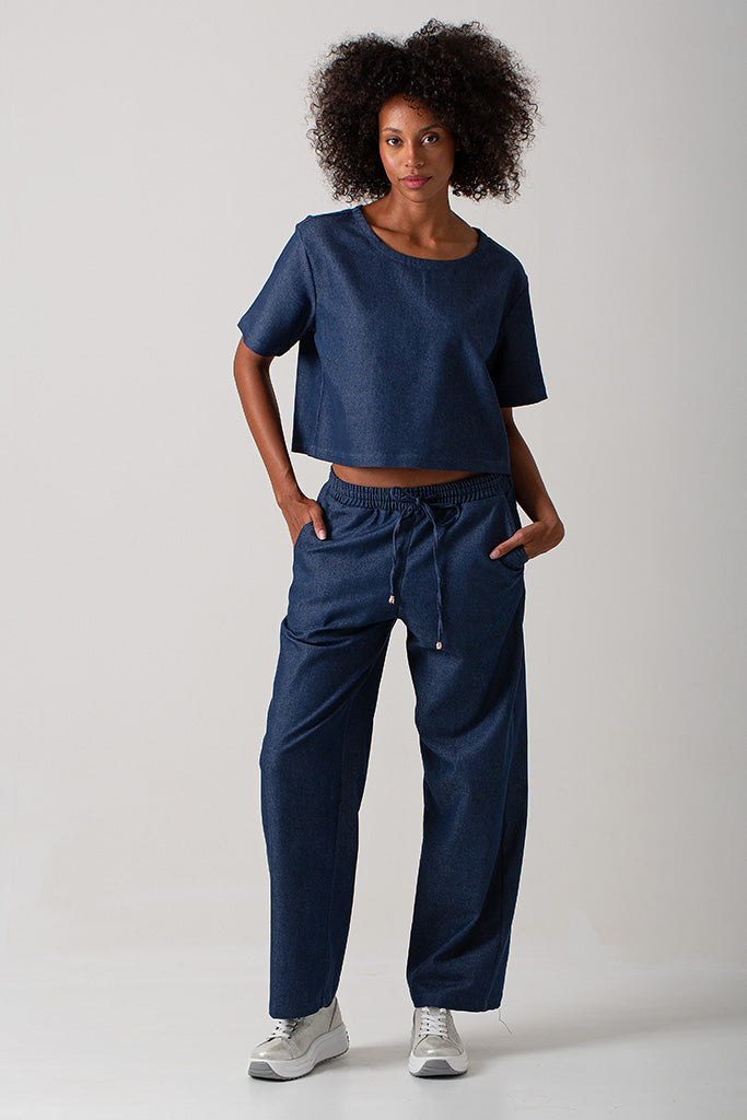 Casey Drawstring Pants - Denim