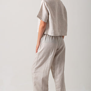 Linen Casey Drawstring Pants - Natural