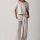 Casey Drawstring Pants - 100% Linen Stripe
