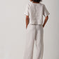 Casey Drawstring Pants - 100% Linen Stripe